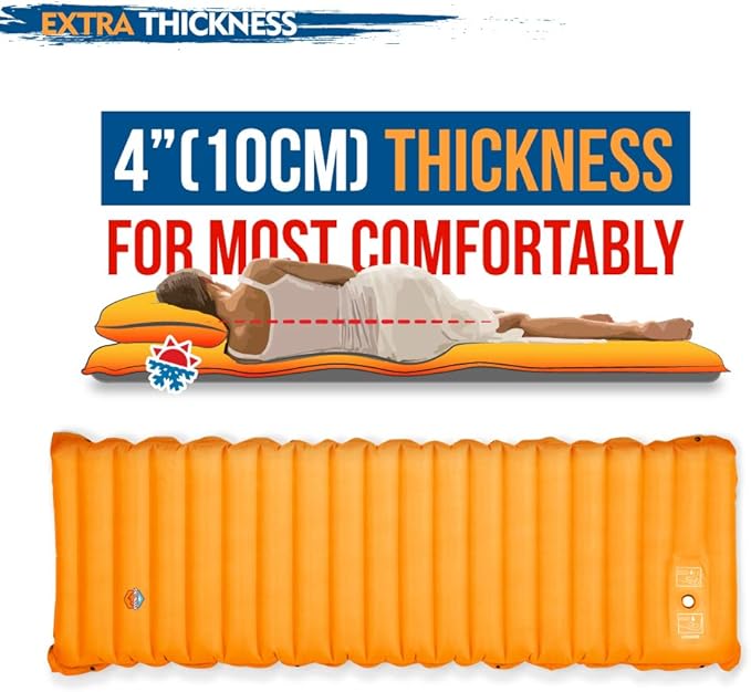 ZOOOBELIVES Extra Thickness Inflatable Sleeping Pad with Built-in Pump, Most Comfortable Camping Mattress for Backpacking, Car Traveling and Hiking, Compact and Lightweight - Airlive2000
