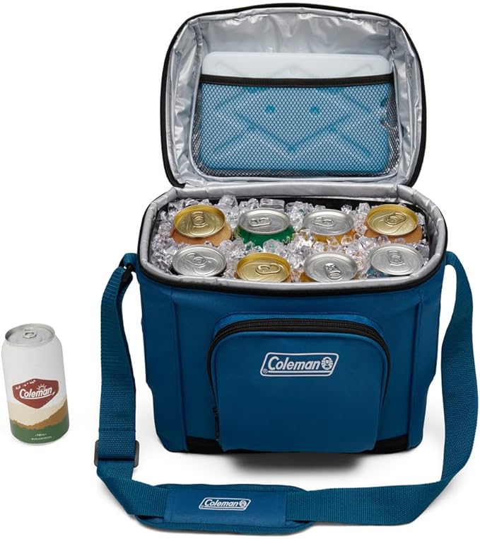 Coleman Chiller Insulated Soft Cooler, Leakproof 9/16/30 Can Cooler with 12+ Hour Ice Retention, Made with Recycled Materials, Great for Lunch, Camping, Beach, Pool, Sports, & More