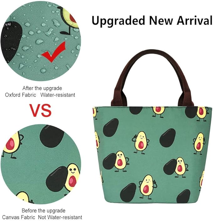 E-Clover Lunch Box for Women Insulated Lunch Bag Reusable Lunchbox Cooler Bags for Office Work Beach Travel Avocado Gifts