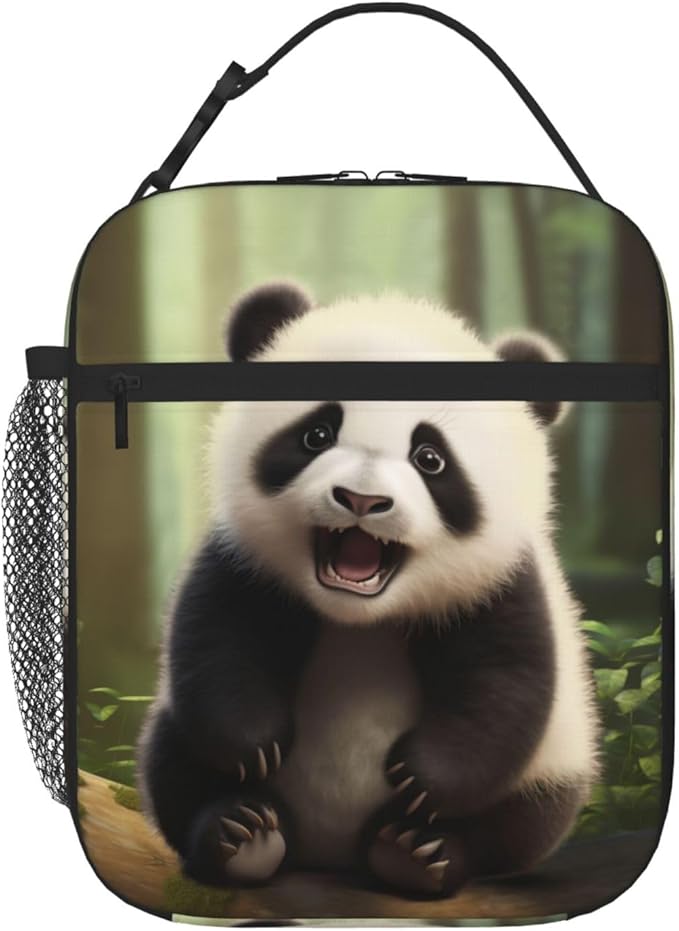 SARA NELL Panda Insulated Lunch Bag Cute Panda Lunch Box for Women Men Teens Kids, Reusable Lunch Tote Bag, Thermal Insulated Lunch Bags for Work, Picnic, School or Travel, Black and White