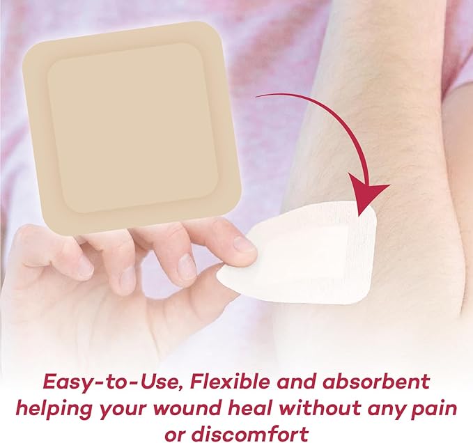 Dealmed Hydrocolloid Dressings–4” x 4” Standard Thickness Hydrocolloid Bandages, Wound Care Products for First Aid Kits, Box of 10 and Individually Packed