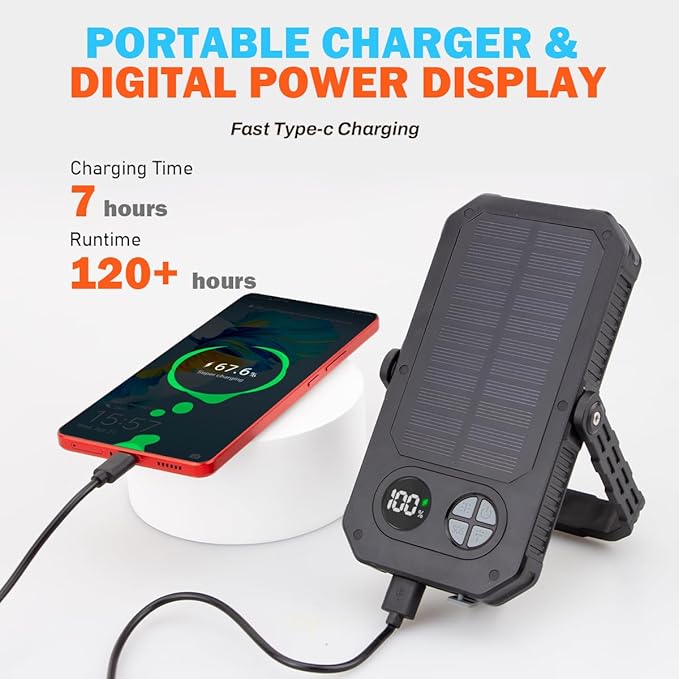 LED Camping Lantern Rechargeable 4000LM, 10000mAh Portable Camping Lights up to 120+ Hours, 12 Light Modes, Dimmable, LCD Digital Display, Waterproof, Camping Essentials for Power Outages, Emergency