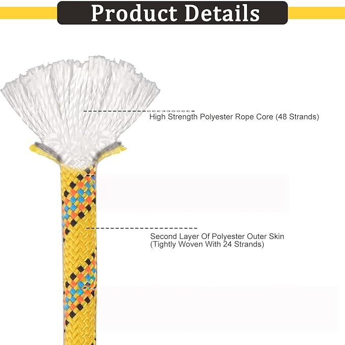 Arborist Rope Climbing Rope(1/2in x 150ft) 48 Strands Tree Rope for Climbing Tree Swing Pulling Sailing