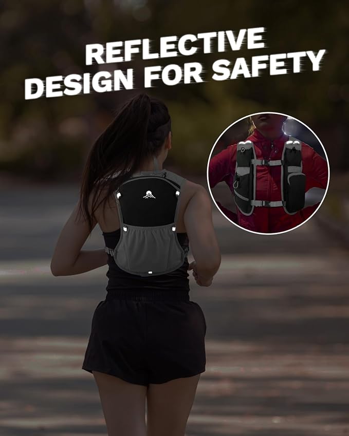 Running Vest for Women and Men, Hydration Backpack for Runners, Trail, Hiking, Biking and Walking, with Front Phone Holder, Adjustable Chest and Waist Strap