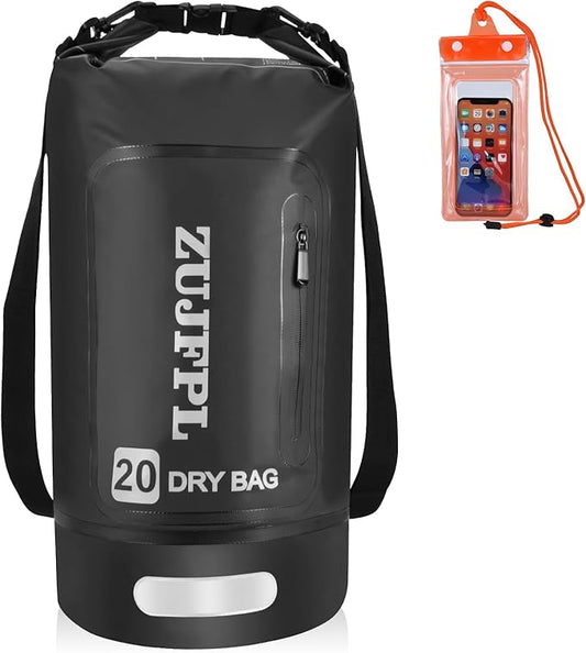 Dry Bag Waterproof Floating Backpack 10L/20L/30L,Waterproof Bag for Women Men,Roll Top Dry Compression Sack Keeps Gear Dry for Boating, Kayaking, Surfing, Rafting and Fishing (black, 20L)