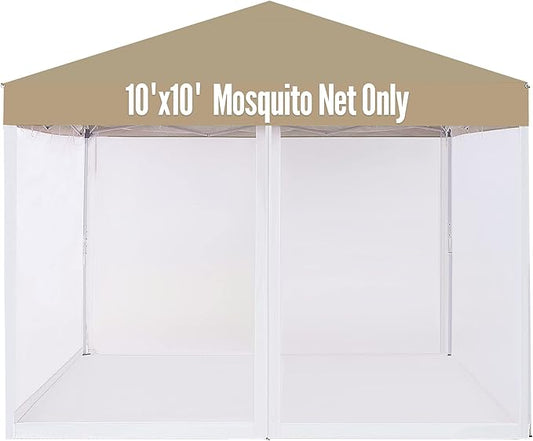Mosquito Net for 10' x10' Patio Gazebo, Outdoor Netting for Camping Canopy Pop Up Tent Screen House Wall Mesh Sidewall with Zipper, Universal Replacement, White
