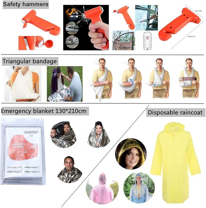 First Aid Kit - 230 Piece - for Car, Home, Travel, Camping, Office or Sports | Red Bag/Reflective Cross, Fully Stocked with Essential Supplies for Emergency and Survival