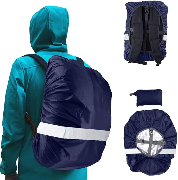 Frelaxy Hi-Visibility Backpack Rain Cover with Reflective Strip 100% Waterproof Ultralight Backpack Cover, Storage Pouch, Anti-Slip Cross Buckle Strap, for Hiking, Camping, Biking, Outdoor, Traveling