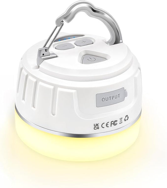 Rechargeable LED Camping Lantern 1000LM, 300H Runtime, 6400mAh, IPX5 Waterproof Tent Light for Camping, Hiking, Power Outages, Home, Emergency Use - Standard Edition,White