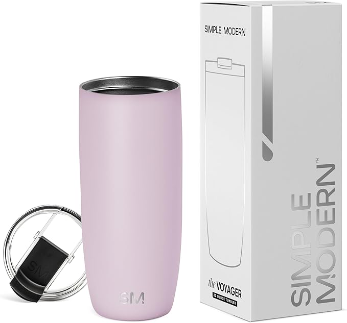 Simple Modern Travel Coffee Mug Tumbler with Flip Lid | Reusable Insulated Stainless Steel Cold Brew Iced Coffee Cup Thermos | Gifts for Women Men Him Her | Voyager Collection | 20oz | Lavender Mist