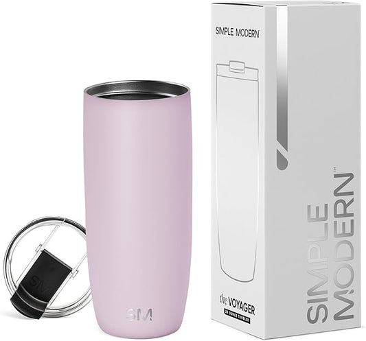Simple Modern Travel Coffee Mug Tumbler with Flip Lid | Reusable Insulated Stainless Steel Cold Brew Iced Coffee Cup Thermos | Gifts for Women Men Him Her | Voyager Collection | 20oz | Lavender Mist