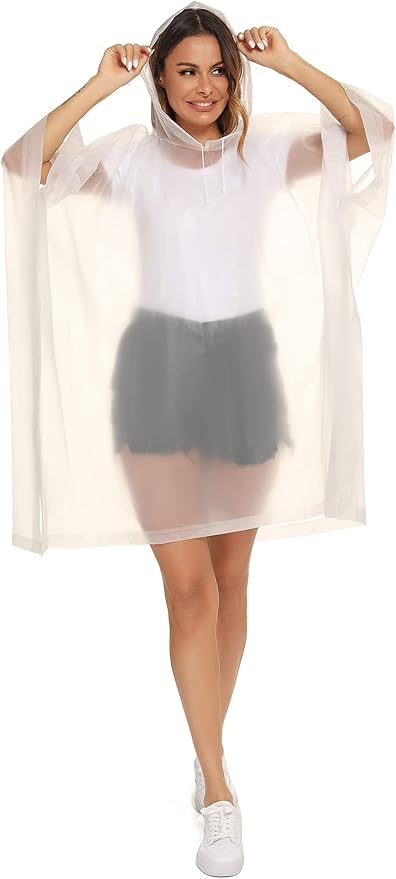 Reusable Rain Ponchos with Drawstring Hood for Adults, Waterproof Thicken Rain Coat, 2 Packs