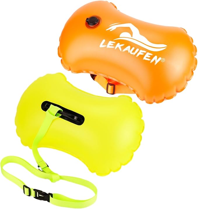 Swim Buoy for Open Water, High-Visibility Swim Safety Float Waterproof Dry Bag for Swimmers Triathletes Kayakers Snorkelers, Swimming Open Water Buoy for Safer Swim Training