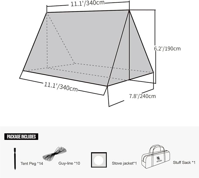 OneTigris ROCDOMUS Hot Tent with Stove Jack, 3000mm Waterproof, Versatile Lightweight Hammock Tent for Camping, Hiking, Backpacking, Bushcraft, Car Trips