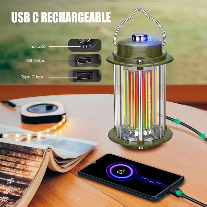Rechargeable Camping Lantern, 3 Modes Dimmable Camping Lights, 3200mA High Capacity Battery Hurricane Lantern, IPX4 Waterproof Portable Emergency Camp Lights for Hurricane Survival Hiking With Bracket