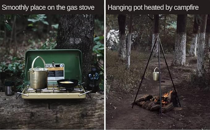 BeGrit Camping Coffee Pot Camping Pot Tea Kettle Stainless Steel Hiking Pot Portable Percolator Coffee Pot with Handles and with Lids for Camping Hiking Picnic