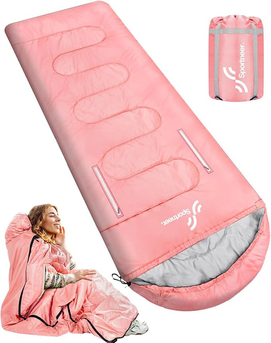 Sportneer Sleeping Bag - Wearable for Adults & Kids with Arm Zipper Holes in Cold & Warm Weather, Waterproof Portable Sleeping Bag for Camping, Hiking, Backpacking, Outdoor Travel