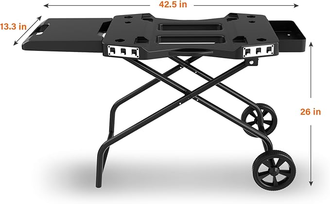 Portable Grill Cart for Ninja OG701 OG751, Collapsible Outdoor Grill Stand for Ninja Woodfire Grill, Fits Ninja OG700 Series, Traeger Ranger,Pit Boss 10697/10724 and 22" Blackstone Griddle