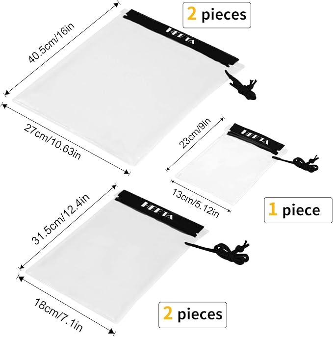 HEETA 2-Pack Waterproof Pouch with Waist Strap, Transparent Screen Touchable Dry Bag Bundled with 5-Pack Clear Waterproof Dry Bag, Water Tight Cases Pouch Dry Bags