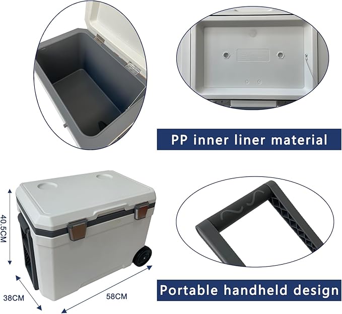 48 Quart Camping Cooler，Portable Cooling Box，Suitable for BBQ, Camping, picnics, and Other Outdoor Activities