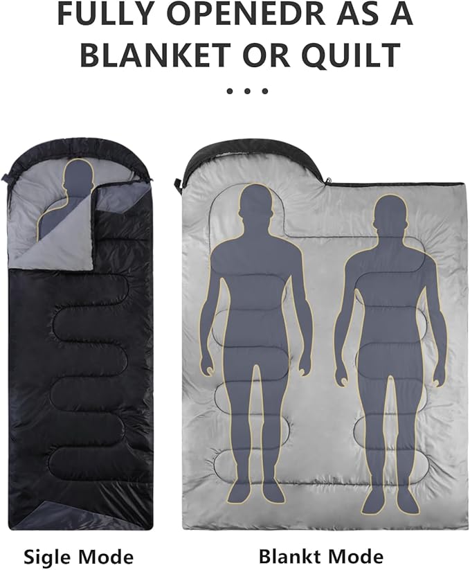 Sleeping Bags for Adults Backpacking Lightweight Waterproof- Cold Weather Sleeping Bag for Girls Boys Mens for Warm Camping Hiking Outdoor Travel Hunting with Compression Bags