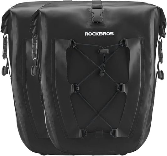 ROCKBROS Bike Panniers Waterproof Rear Rack Bag Max 30L Large Capacity for Cycling Traveling Commuting