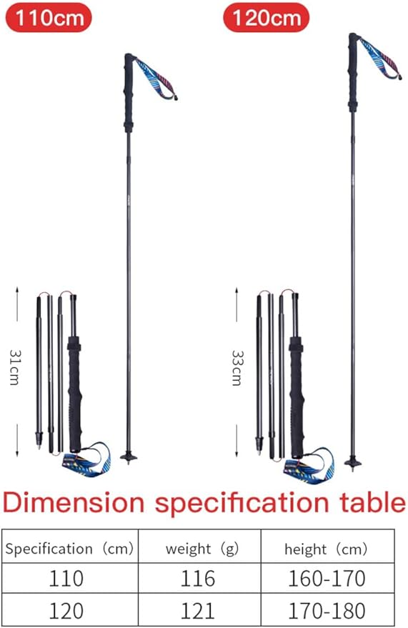 AONIJIE Trekking Poles -2 Ultralight Collapsible Carbon Fiber Hiking Poles with Anti-Shock and Quick Lock System, Folding Walking Sticks for Hiking, Camping