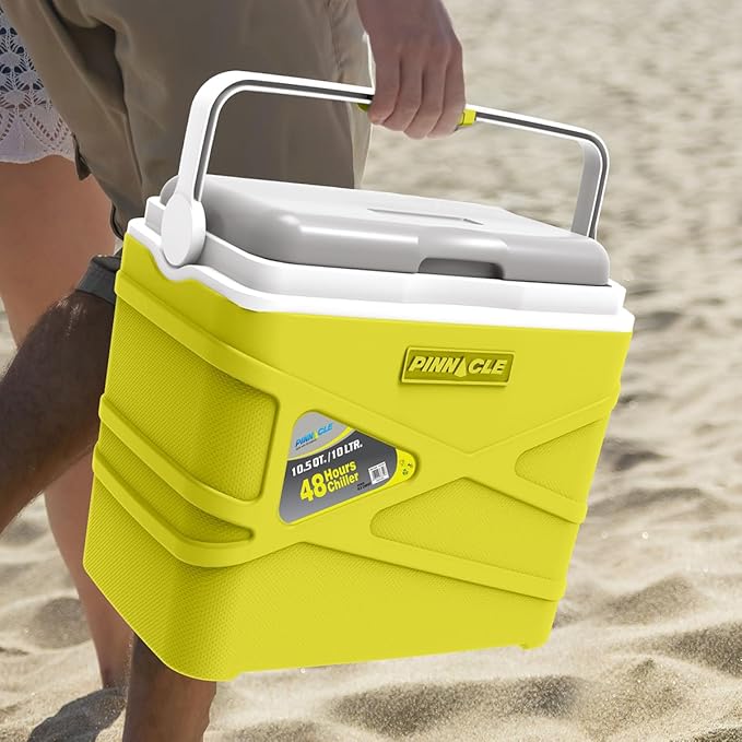 Pinnacle 10 Liter Insulated Cooler Lunch Box -Portable Camping/Picnic Hard Cooler –Coolbox Keeps Cool for 48 hrs. with Ice Retention–Heavy Duty Cooler for Beach, Grill, Travel,Tailgating,Small