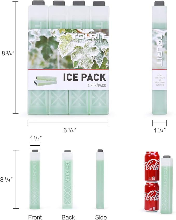 TOURIT Ice Packs for Coolers Reusable Long Lasting Freezer Packs for Lunch Bags/Boxes, Cooler Backpack
