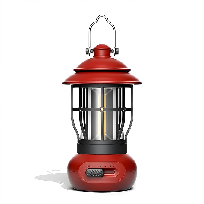 Camping Lamp, COB Lantern for Power Outage, Emergency Supplies, Suitable for Indoor and Outdoor, Portable Red