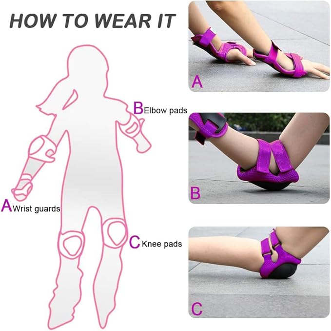 Kids Bike Helmet Set, CPSC Certified with Knee Pads Elbow Pads Wrist Guards,Adjustable Helmet for Ages 3-5-8-15 Toddler Kids&Youth,Bicycle Skateboarding…