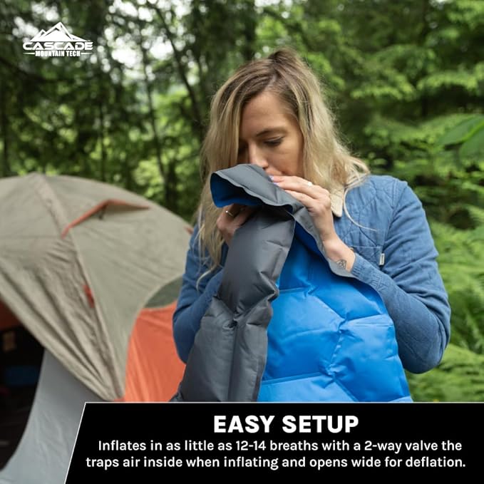 Cascade Mountain Tech Camping Sleeping Pad with Pillow Carry Bag