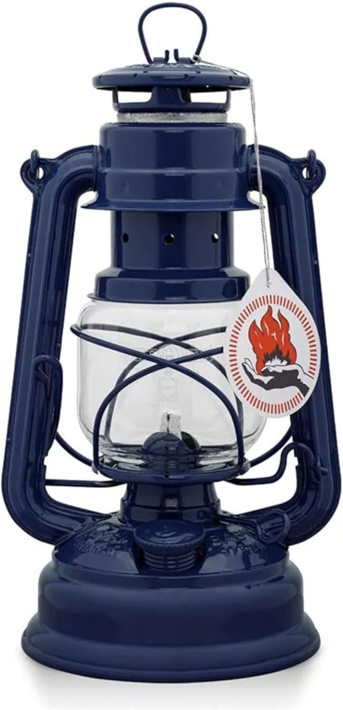 Outdoor Kerosene Fuel Lantern, German Made Weather Resistant Baby Special 276 Galvanized Hurricane Lamp for Camping or Patio, 10 Inches, Cobalt Blue