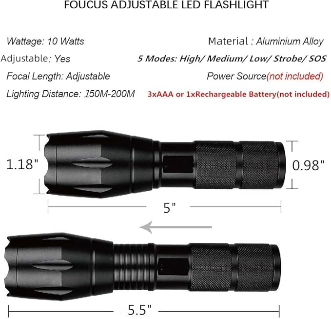 2 Pack Tactical Flashlights Torch, Military Grade 5 Modes High Lumens Led Waterproof Handheld Flashlight for Camping Biking Hiking Outdoor Home Emergency, Camping Essentials Gear