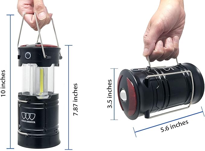 Gold Armour Camping Lantern - LED Lantern with 4 Mode, Rechargeable Lights with Magnetic Base for Emergency Hurricane Camping Essentials Gear Accessories (Set of 2)