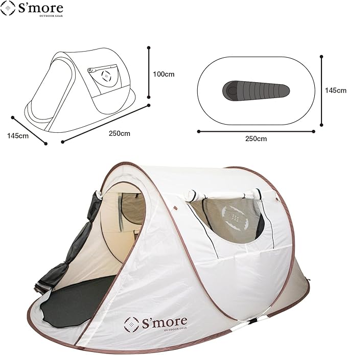 S'more Emergency Tent Shelter, Survival Tent for 2 Person, Lightweight and Portable Sun Shade Shelter, UFP 30+ Waterproof and Windproof Tent for Camping, Hiking, Backpacking and Outdoor Activities