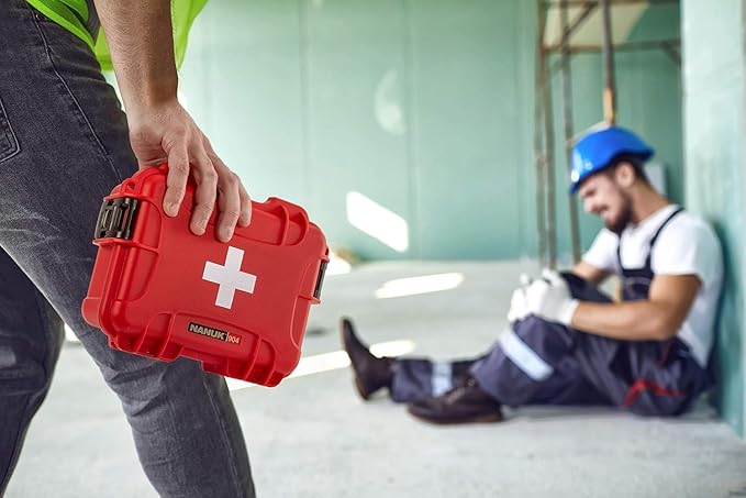 NANUK 904 Waterproof First Aid Box Empty – Durable, Medical First Aid Organizer Case, IP67-Rated, Dustproof, Impact-Resistant, and Floats (7.4" x 4.9" x 3.1") – Red