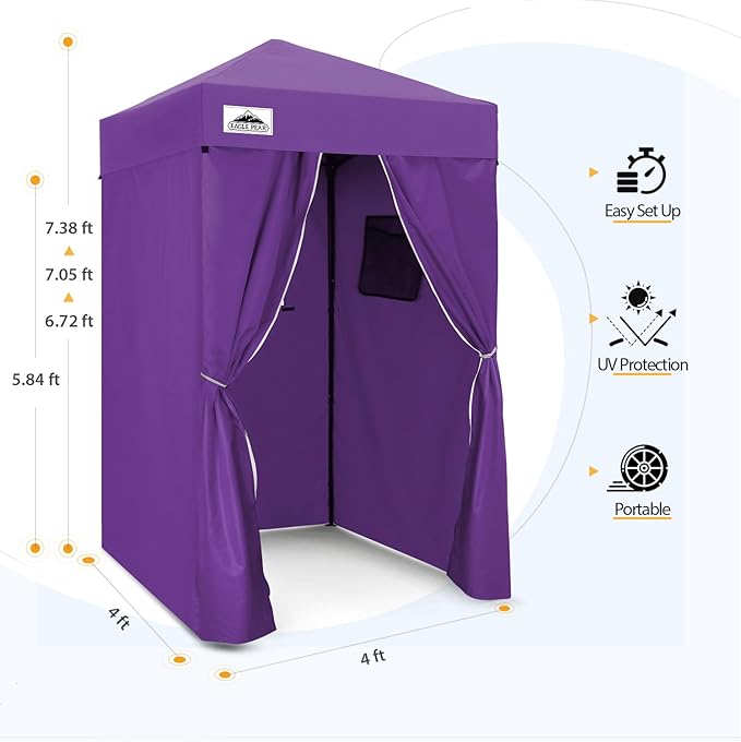 EAGLE PEAK Flex Ultra Compact 4x4 Pop-up Canopy, Sun Shelter, Changing Room, Portable Privacy Canopy Cabana for Pool, Fashion Photoshoots, or Camping, 4x4 ft, Purple