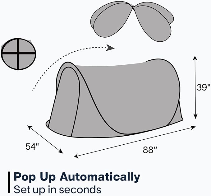 EighteenTek Pod All Weatherproof Sports Tent Clear Pop Up Tent Camping Stargazing Transparent Outdoor Bubble 2 Person Capsule Portable Weather Proof Pod Instant Cold Protection Shelter 88"x54"x39"H
