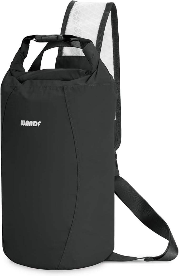 WANDF Waterproof Dry Bag for Women Men with Quick-Dry Shoulder Strap Floating Roll Top Dry Storage Bag 10L for Kayaking, Rafting, Boating, Swimming, Camping, Hiking, Beach, Fishing (Black)