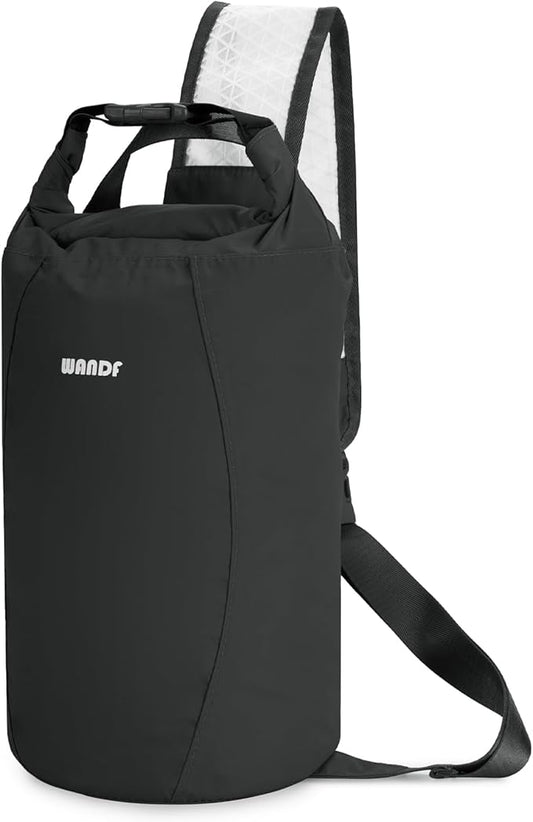 WANDF Waterproof Dry Bag for Women Men with Quick-Dry Shoulder Strap Floating Roll Top Dry Storage Bag 10L for Kayaking, Rafting, Boating, Swimming, Camping, Hiking, Beach, Fishing (Black)