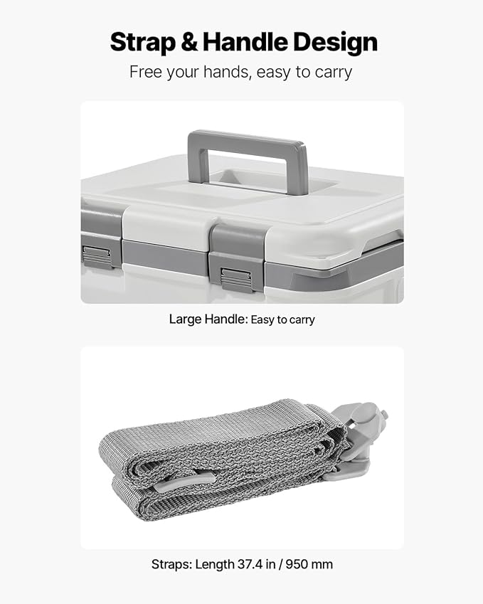 VEVOR Portable Cooler,Hard Cooler with Ice Retention, Heavy-Duty Handles and Strap, Lightweight Rigid Material Insulated Portable Cooler, Suitable for Family Picnics and Short Trips