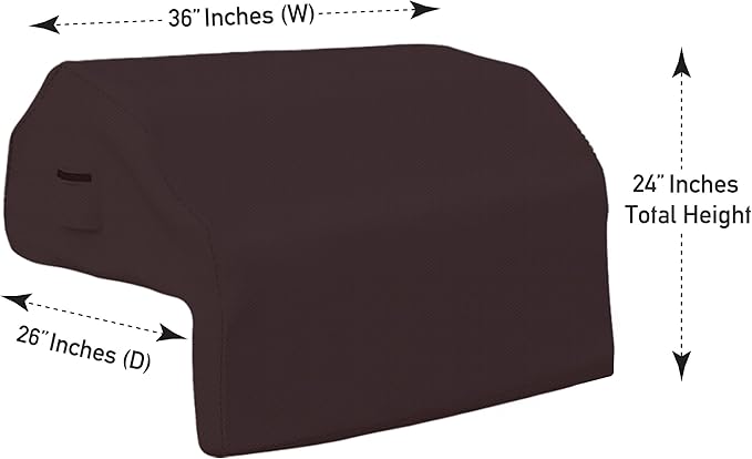 Covers & all Built-in Outdoor Grill Cover, Durable 12 Oz Waterproof Cover Max Material with Air Pocket & Elastic for Snug Fit (36" W x 26" D x 24" H Inches, Coffee)