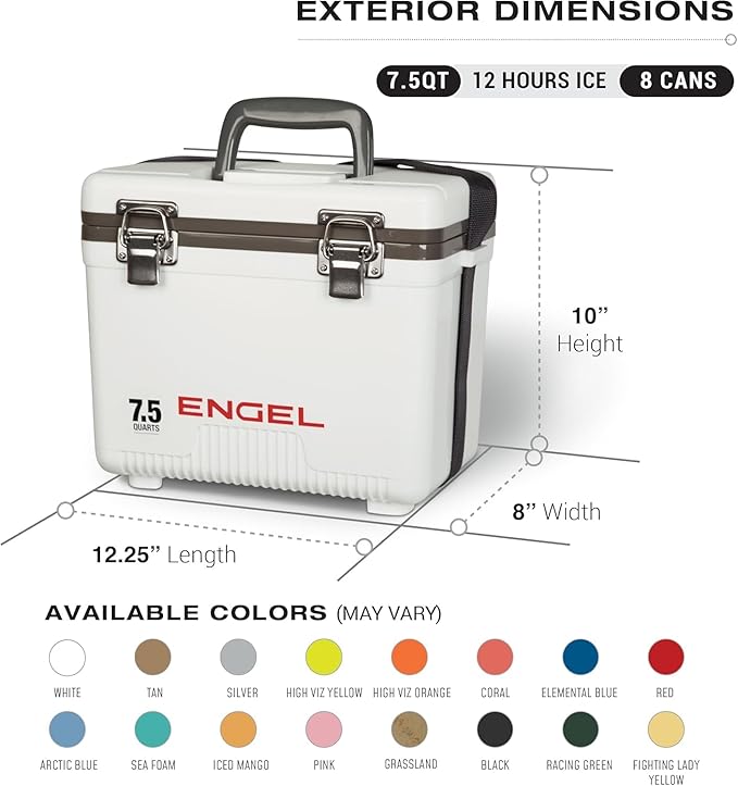 Engel UC7 7.5qt Leak-Proof, Air Tight, Drybox Cooler and Small Hard Shell Lunchbox for Men and Women