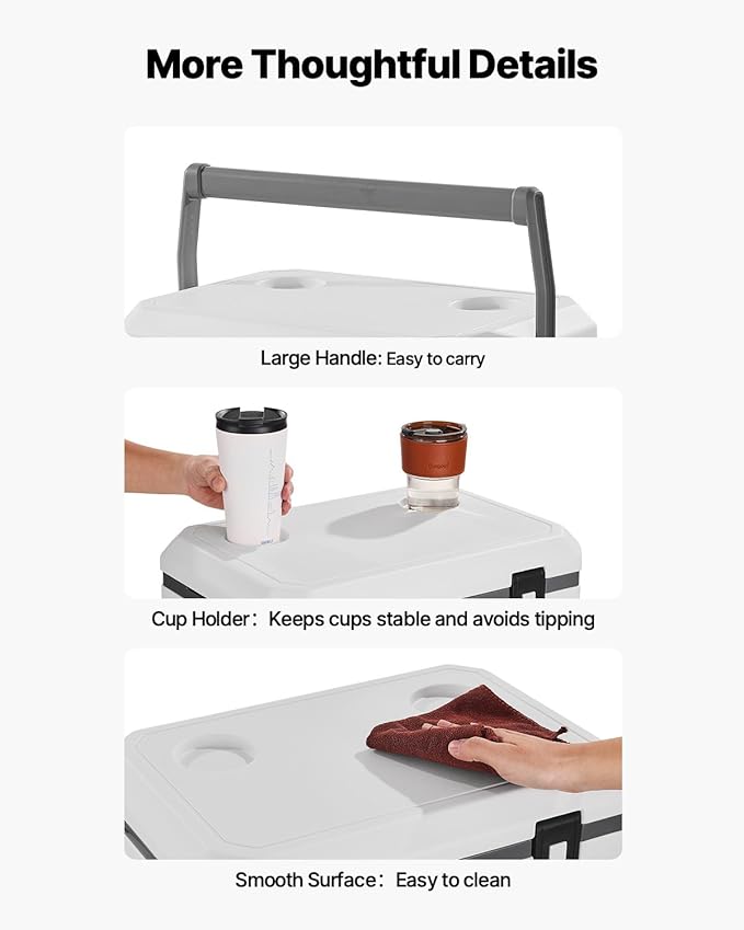 VEVOR Portable Cooler,Hard Cooler with Ice Retention, Heavy-Duty Handles and Strap, Lightweight Rigid Material Insulated Portable Cooler, Suitable for Family Picnics and Short Trips