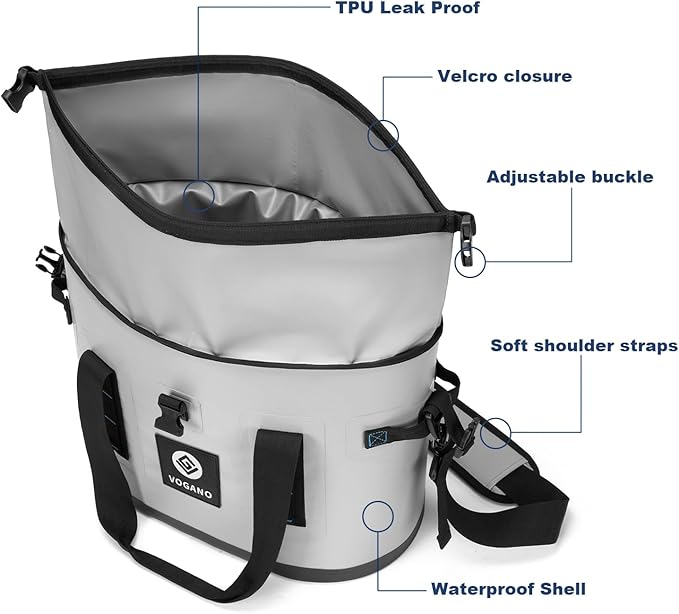 40 Can Soft Cooler Bag - Insulated Leak-Proof Large Cooler Bag with Roll-Top Waterproof Seal | Portable Ice Chest for Camping, Beach, Travel, Picnics | 24HR Cold Retention