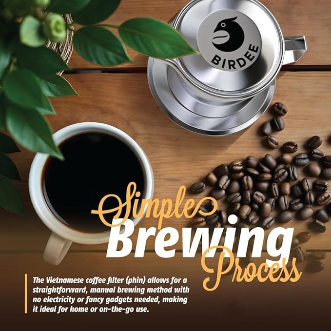 Birdee Vietnamese Coffee Dripper - 12oz (Pack of 2), Stainless Steel, Medium Drip Filter, Durable, Dishwasher Safe, Home Use, Travel, Camping, Gift Sets