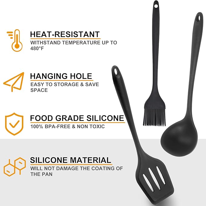 Camping Essentials Cookware Cooking Utensils Set - Portable Camp Kitchen Mess Kit Outdoor Accessories, Stainless Steel & Silicone, Camping Gear Equipment for RV Picnic Grill