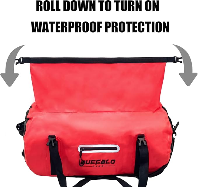 Buffalo Gear Waterproof Duffle Bag 40L 60L 80L Roll-top Dry Bag Heavy Duty Waterproof Duffel Travel Bag for Kayaking Rafting Boating Fishing Camping
