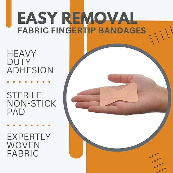 Dealmed Fabric Fingertip Flexible Adhesive Bandages – 100 Count (12 Pack) Bandages with Non-Stick Pad, Latex Free, Wound Care for First Aid Kit, 1-3/4" x 3"
